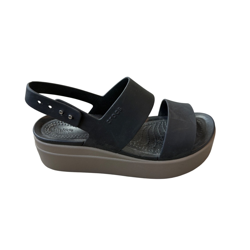 Crocs LiteRide Stretch Sandal Black Mushroom Platform Wedge Womens 6